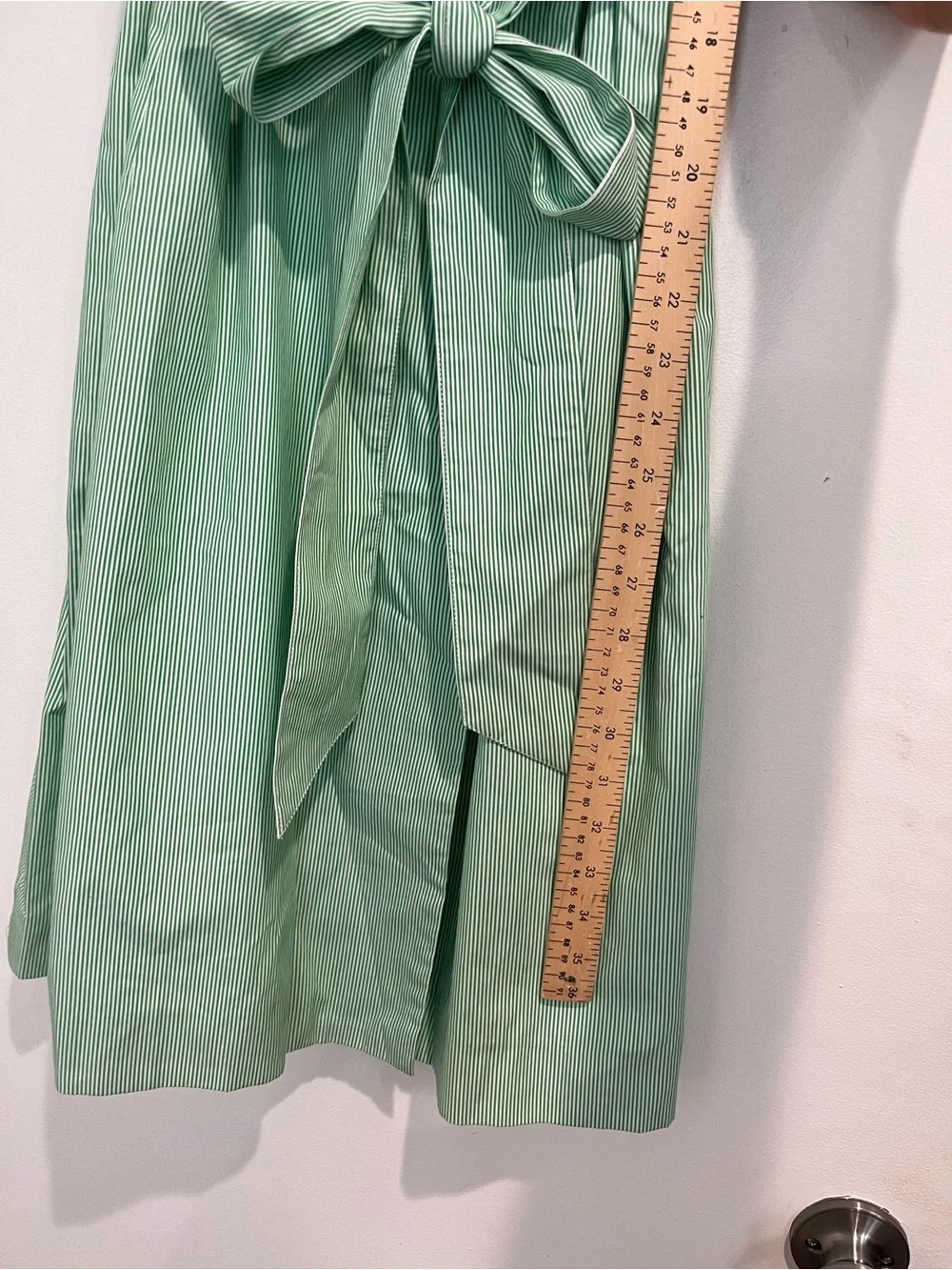 Elizabeth McKay Green & White Striped Ruffled Scotland Wrap Dress Sz. 6 NWT - Picture 10 of 11